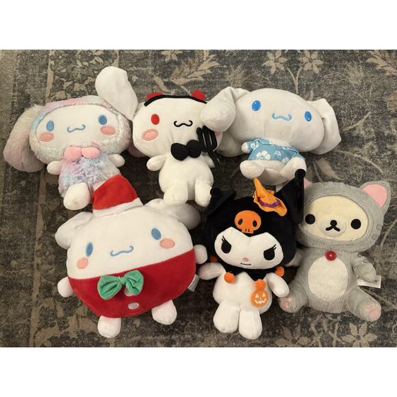 Sanrio Cinnamoroll Kuromi Rillakuma Lot of 6 mini plushies Collectors Lot - Picture 1 of 15
